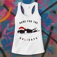 Long Island Christmas Long Island Map With Santa Hat Women's Tank Top thumb 3