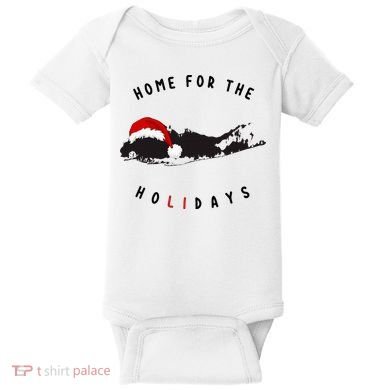 Long Island Christmas Long Island Map With Santa Hat Baby Bodysuit