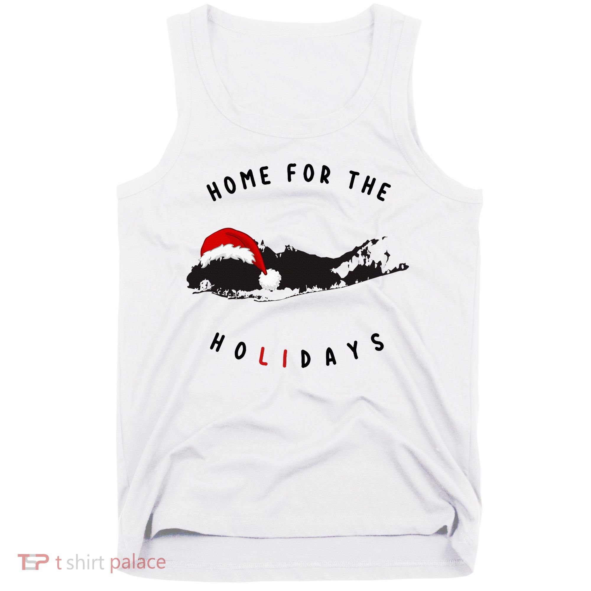 Long Island Christmas Long Island Map With Santa Hat Tank Top