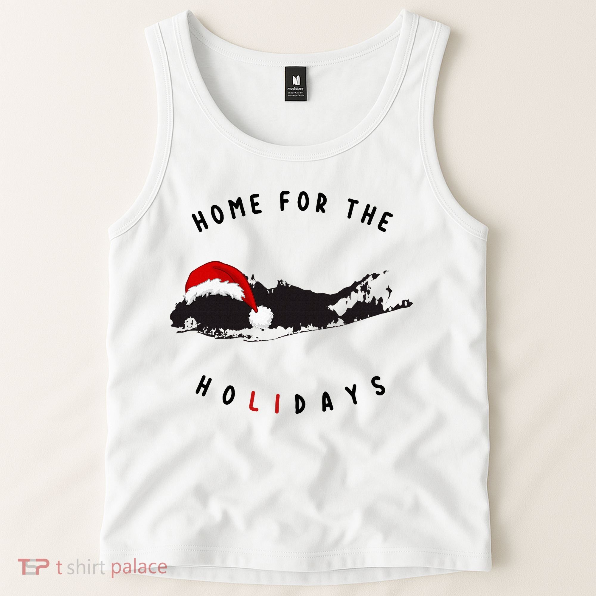 Long Island Christmas Long Island Map With Santa Hat Tank Top