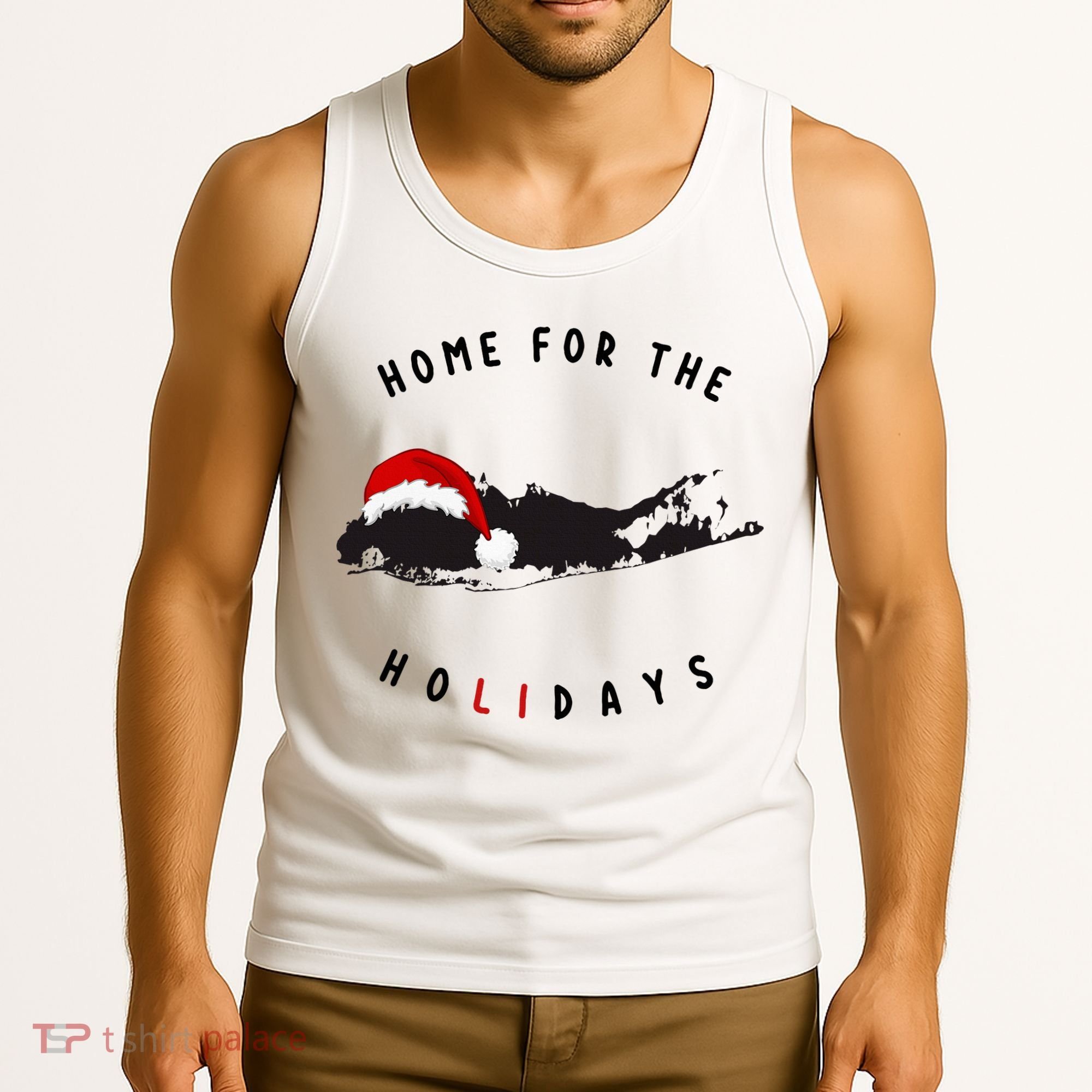 Long Island Christmas Long Island Map With Santa Hat Tank Top