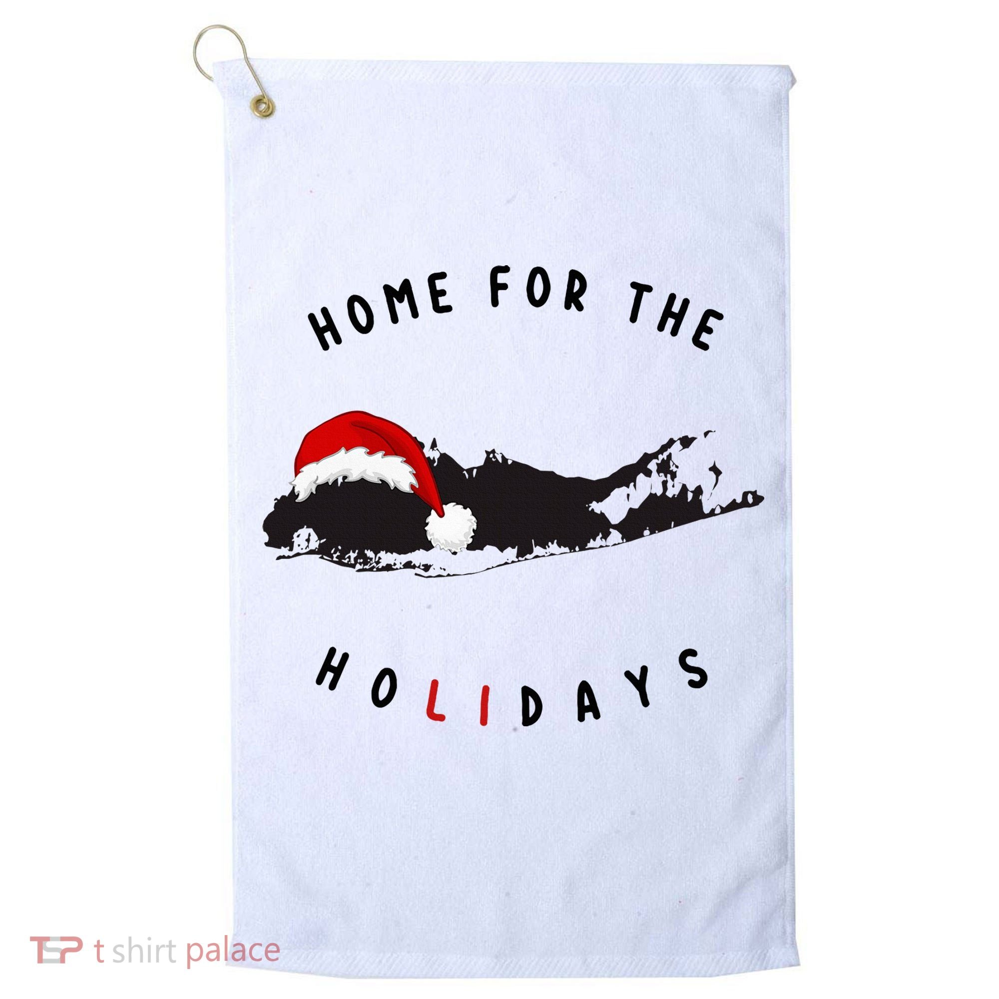 Long Island Christmas Long Island Map With Santa Hat Golf Towel