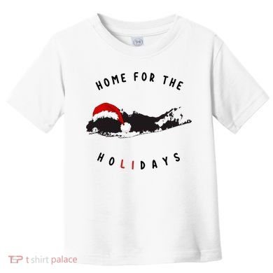 Long Island Christmas Long Island Map With Santa Hat Toddler T-Shirt