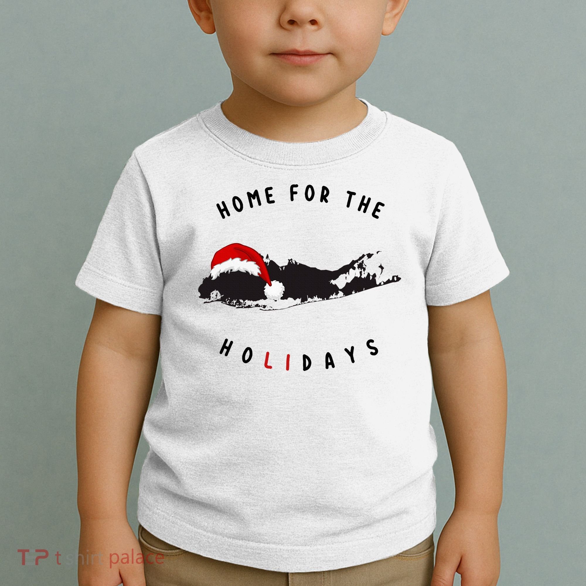 Long Island Christmas Long Island Map With Santa Hat Toddler T-Shirt