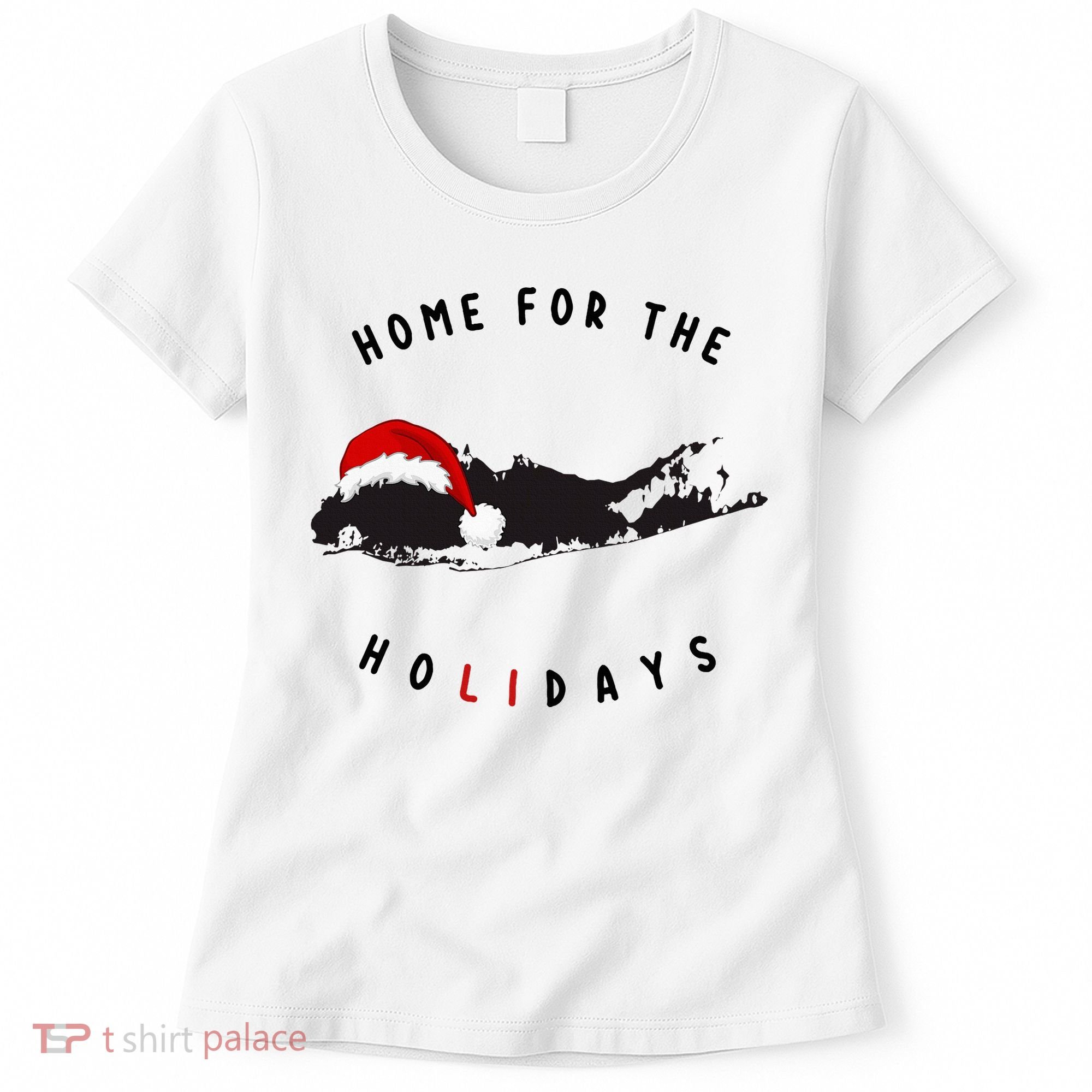 Long Island Christmas Long Island Map With Santa Hat Women's T-Shirt