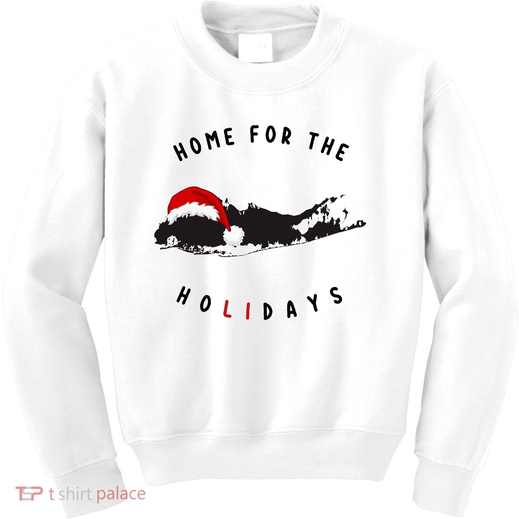 Long Island Christmas Long Island Map With Santa Hat Kids Sweatshirt