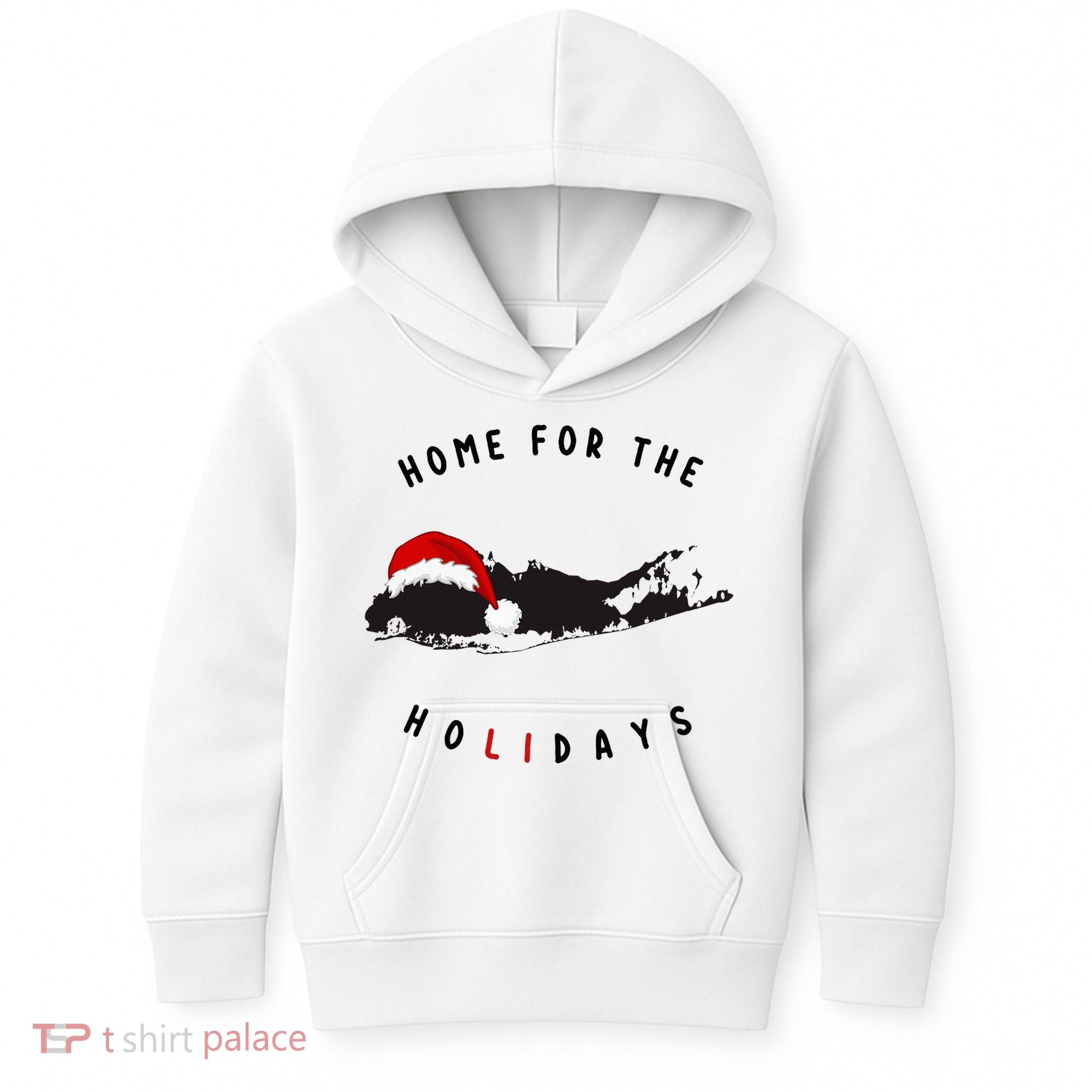 Long Island Christmas Long Island Map With Santa Hat Kids Hoodie