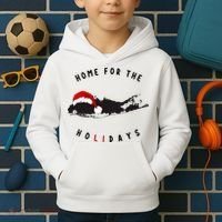 Long Island Christmas Long Island Map With Santa Hat Kids Hoodie thumb 2