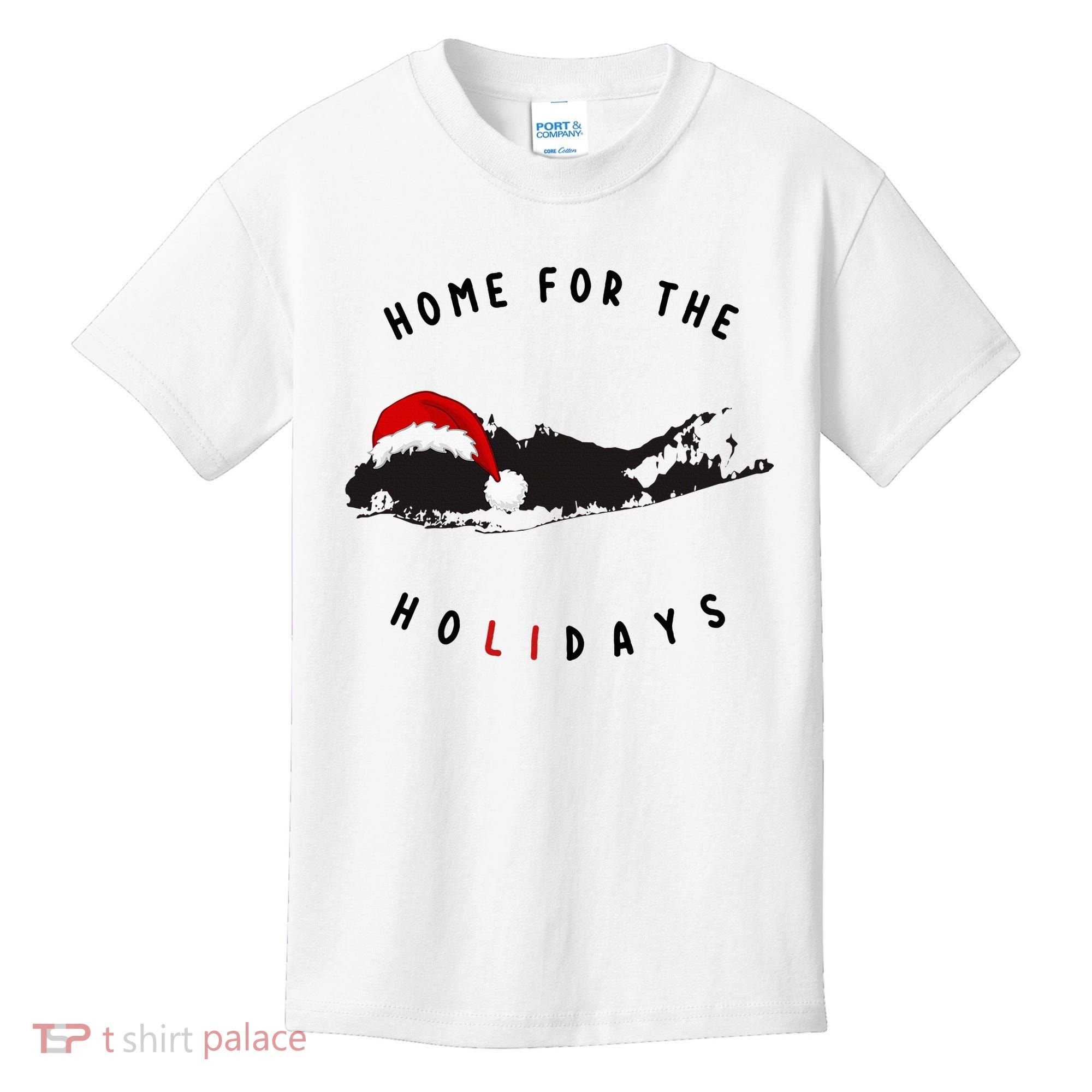 Long Island Christmas Long Island Map With Santa Hat Kids T-Shirt