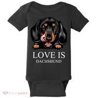 Love Is Dachshund Baby Bodysuit thumb 0