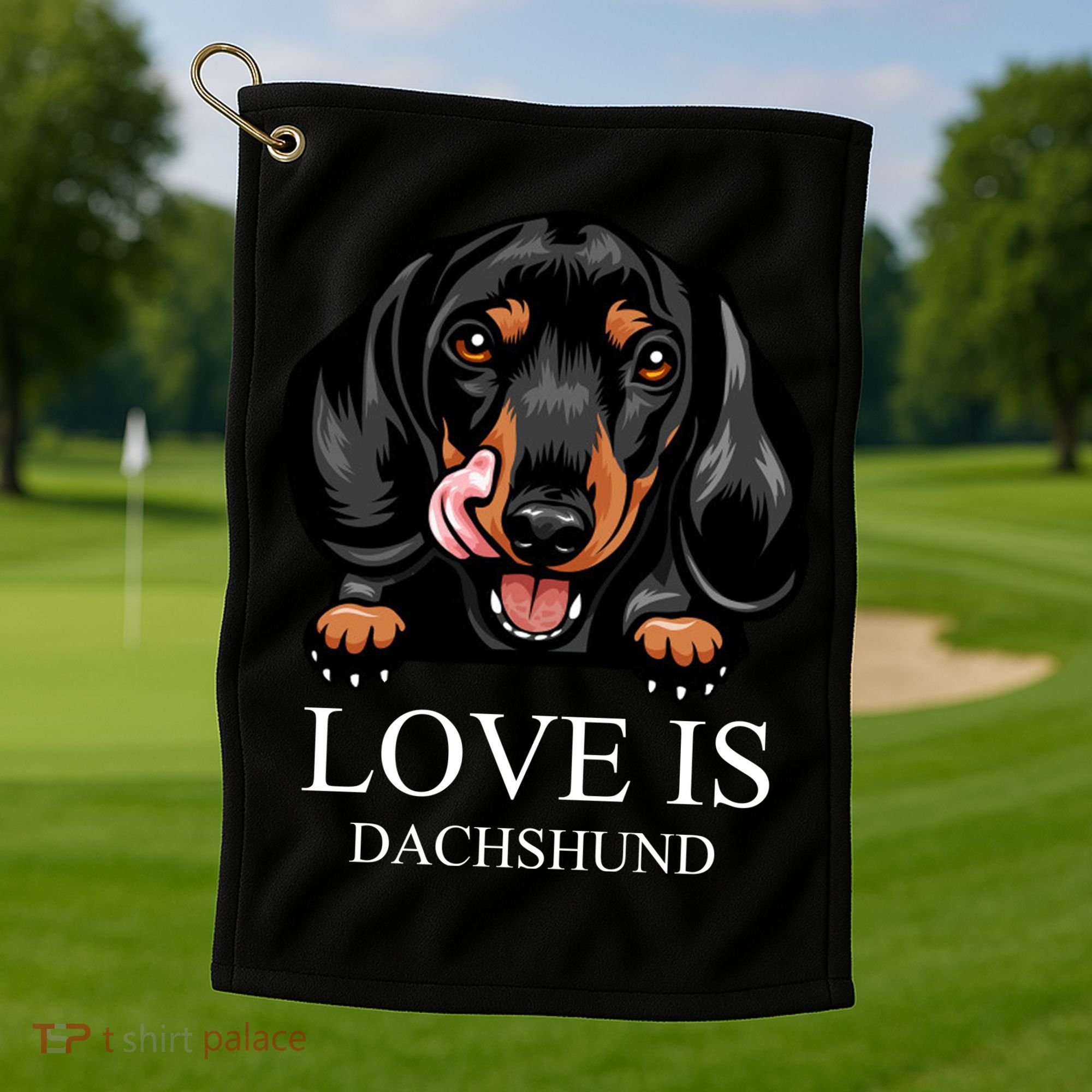 Love Is Dachshund Golf Towel