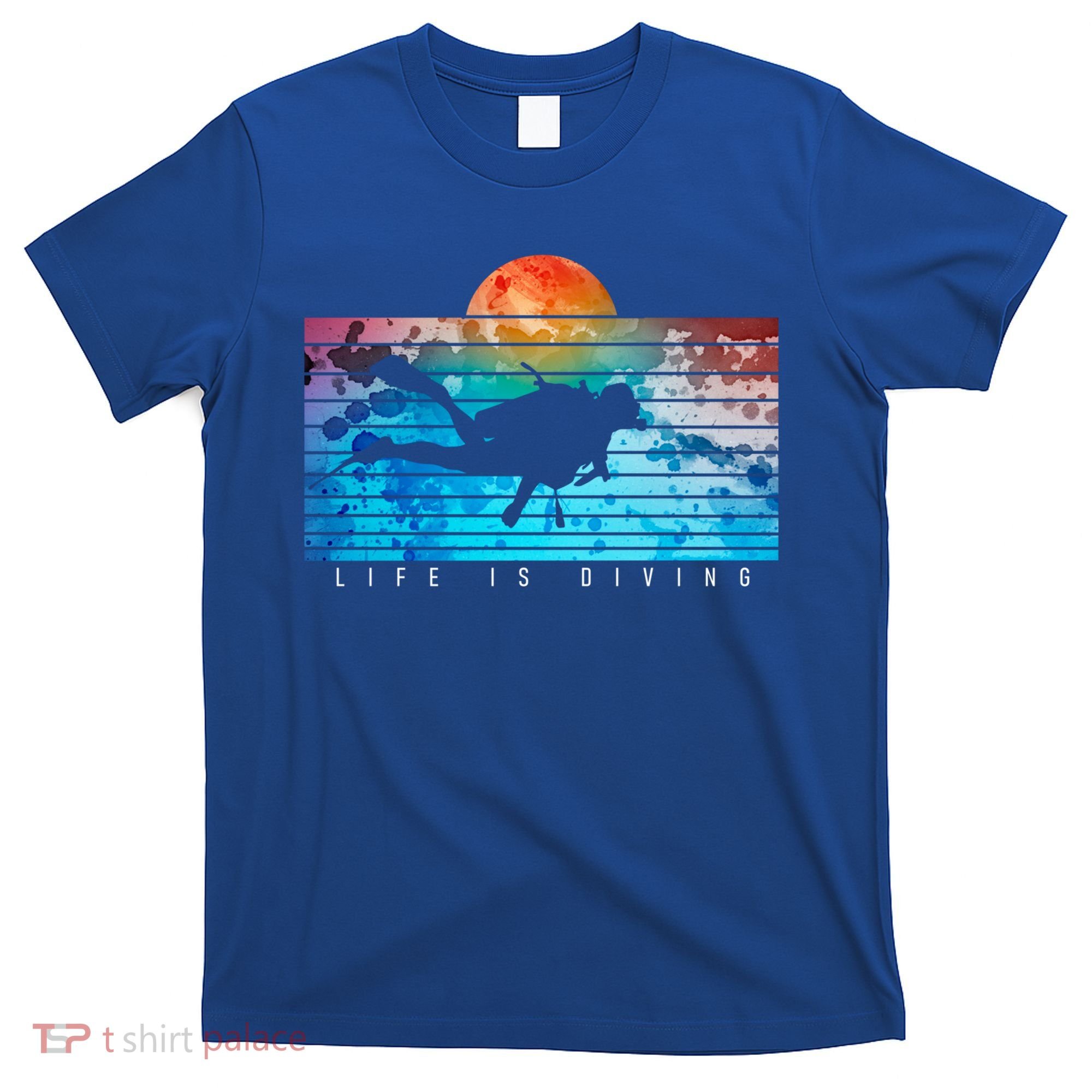 Life Is Diving Scuba Diver Snorkeling Retro Vintage Sunset Gift T-Shirt
