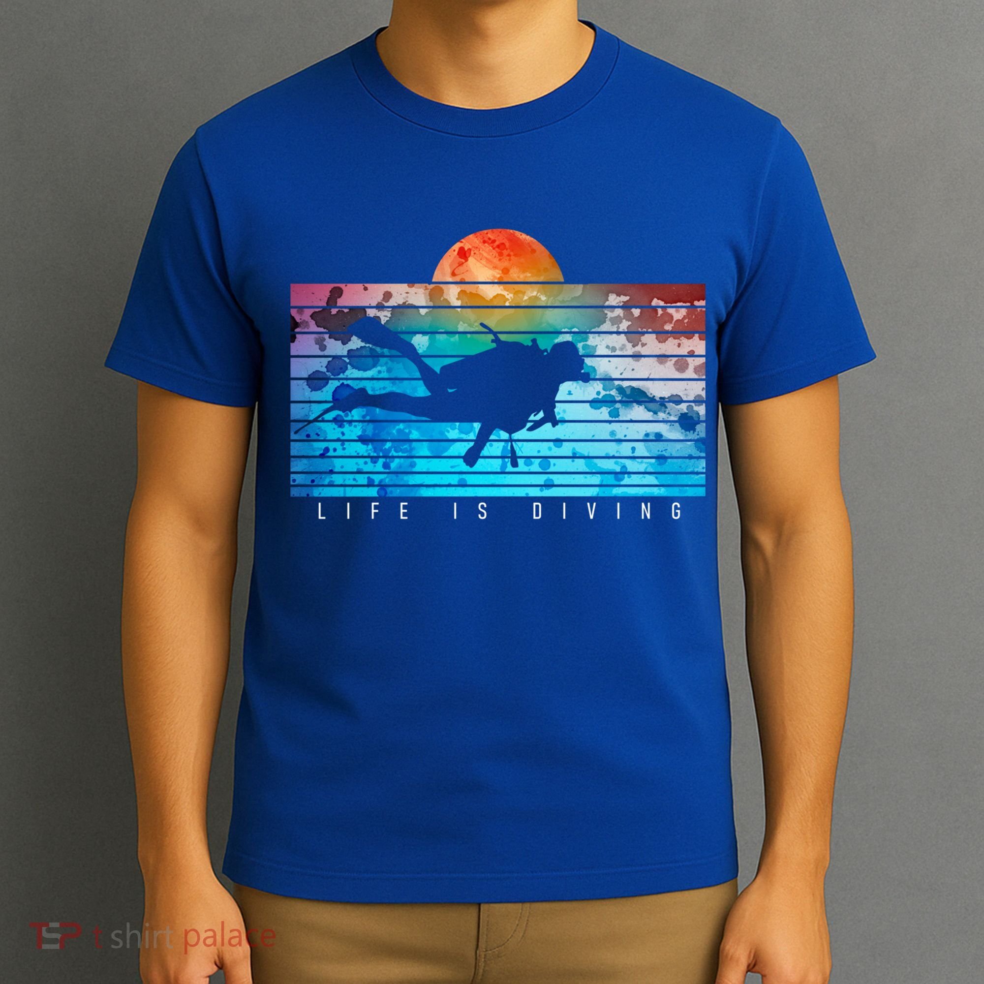 Life Is Diving Scuba Diver Snorkeling Retro Vintage Sunset Gift T-Shirt