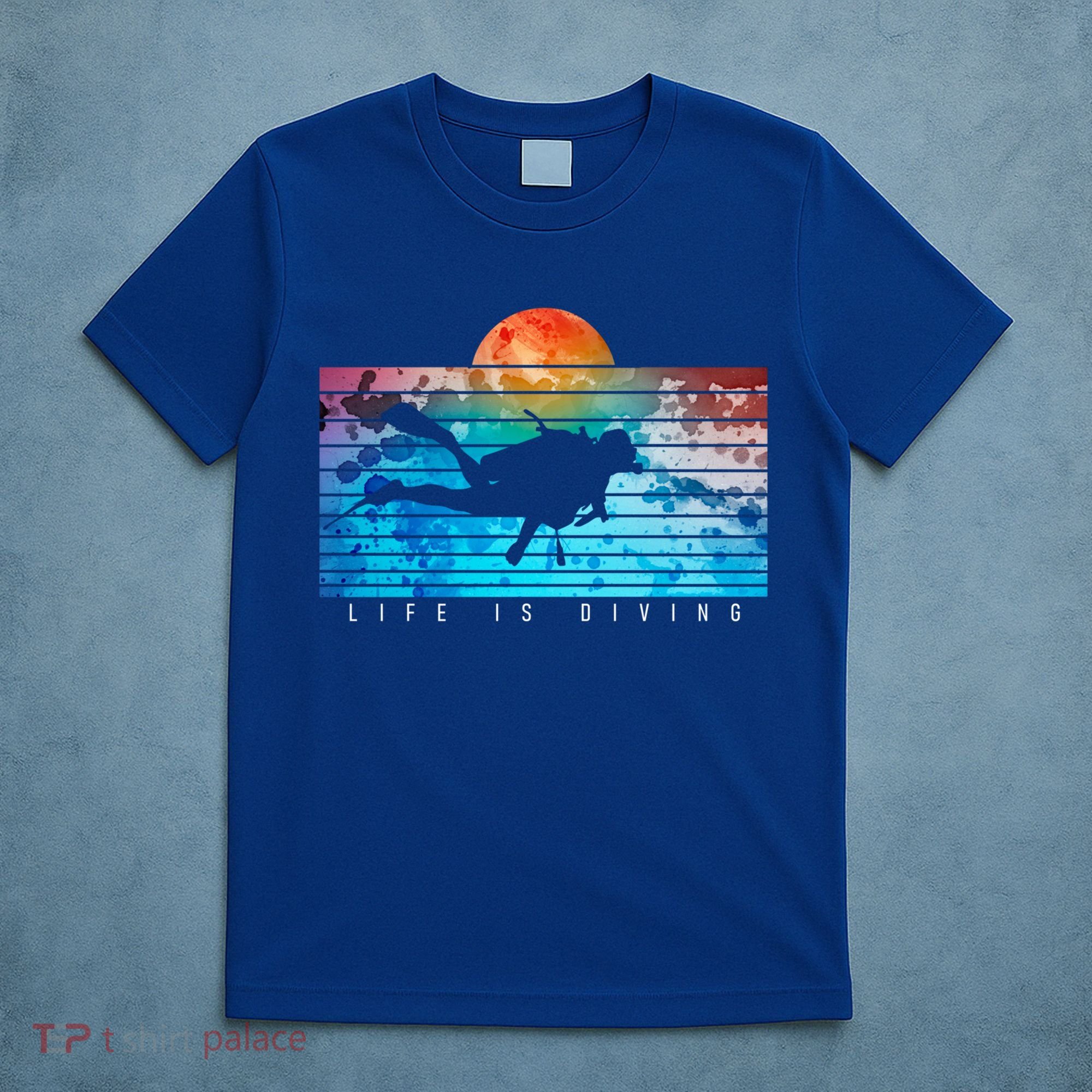 Life Is Diving Scuba Diver Snorkeling Retro Vintage Sunset Gift T-Shirt