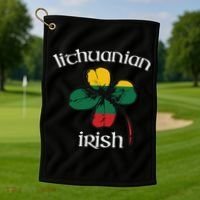 Lithuanian Irish Flag Of Lithuania Shamrock Golf Towel thumb 1