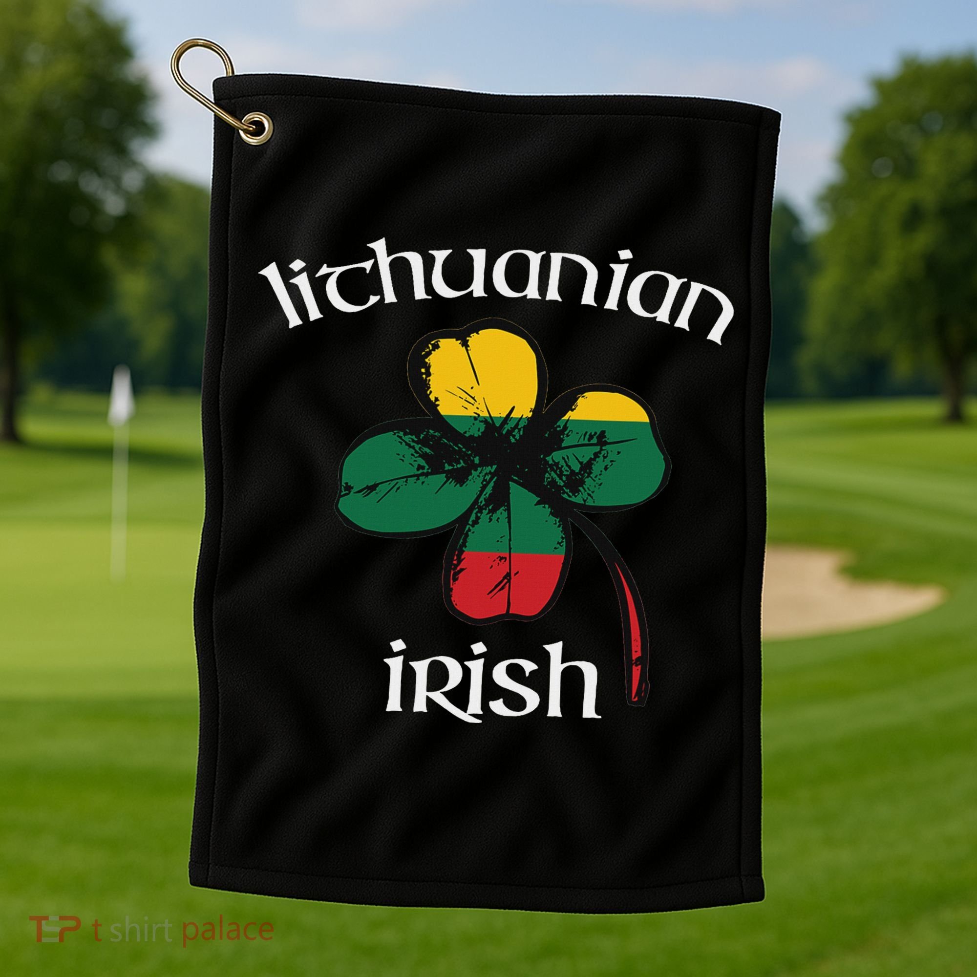 Lithuanian Irish Flag Of Lithuania Shamrock Golf Towel