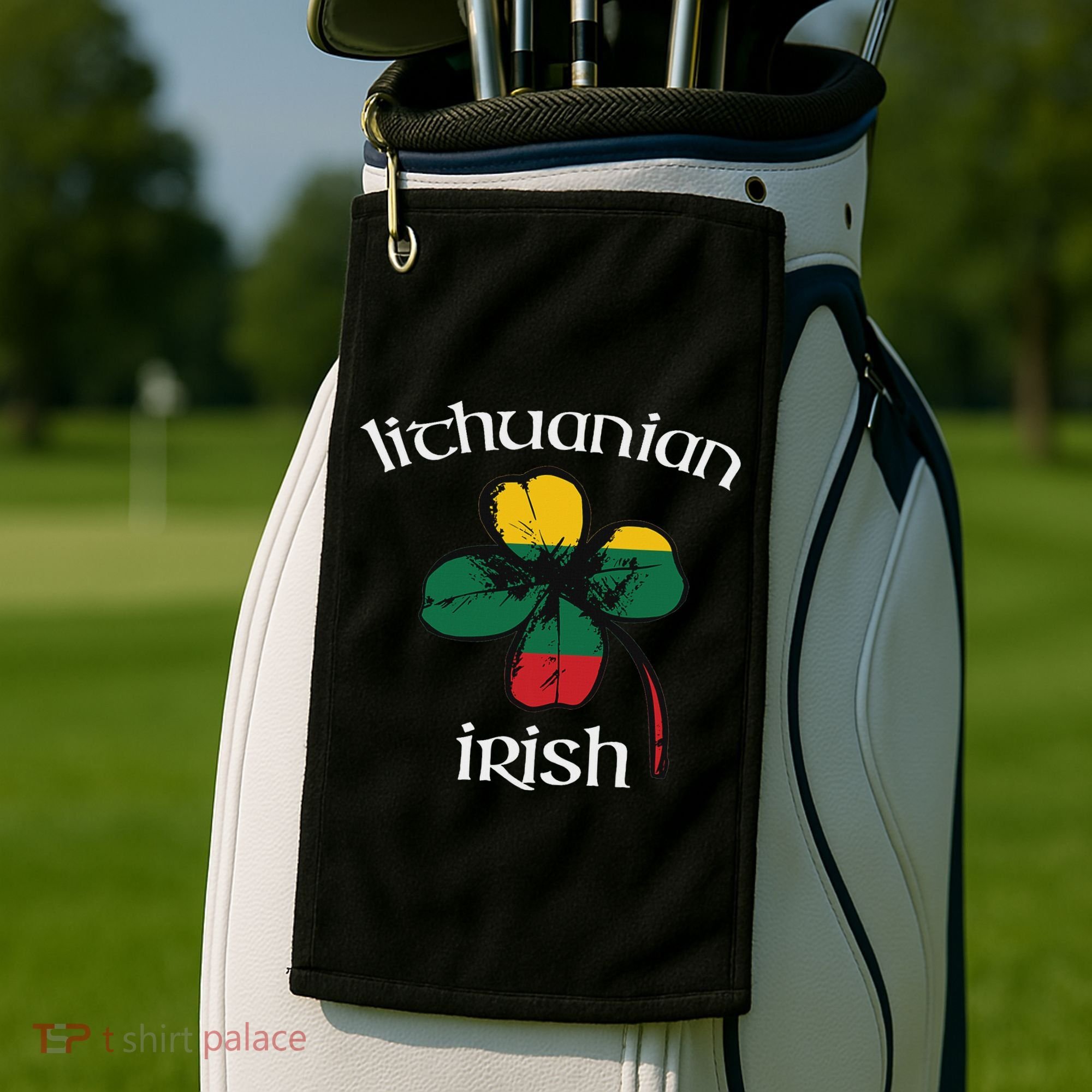 Lithuanian Irish Flag Of Lithuania Shamrock Golf Towel