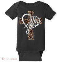 Love In Faith Tees Christian Religious Leopard Cheetah Cross Baby Bodysuit thumb 0
