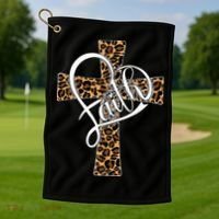 Love In Faith Tees Christian Religious Leopard Cheetah Cross Golf Towel thumb 1