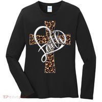Love In Faith Tees Christian Religious Leopard Cheetah Cross Women's Long Sleeve Shirt thumb 0