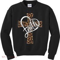 Love In Faith Tees Christian Religious Leopard Cheetah Cross Kids Sweatshirt thumb 0