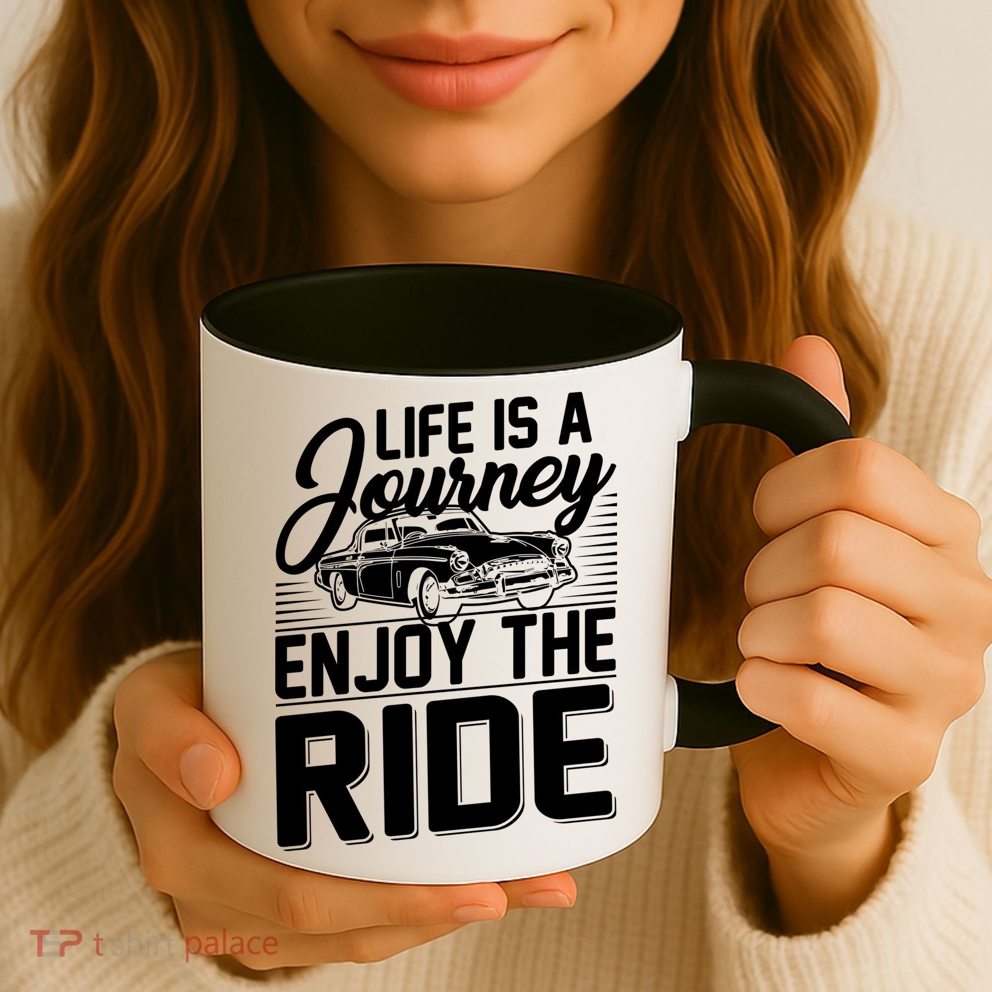 Life Is A Journey Enjoy The Ride Classic Car Coffee Mug