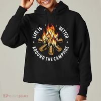 Life Is Better Around The Campfire Ladies Heavyweight Boxy Pullover Hoodie thumb 0