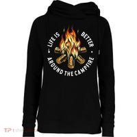 Life Is Better Around The Campfire Womens Funnel Neck Pullover Hood thumb 0