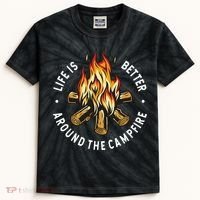Life Is Better Around The Campfire Kids Tie-Dye T-Shirt thumb 0