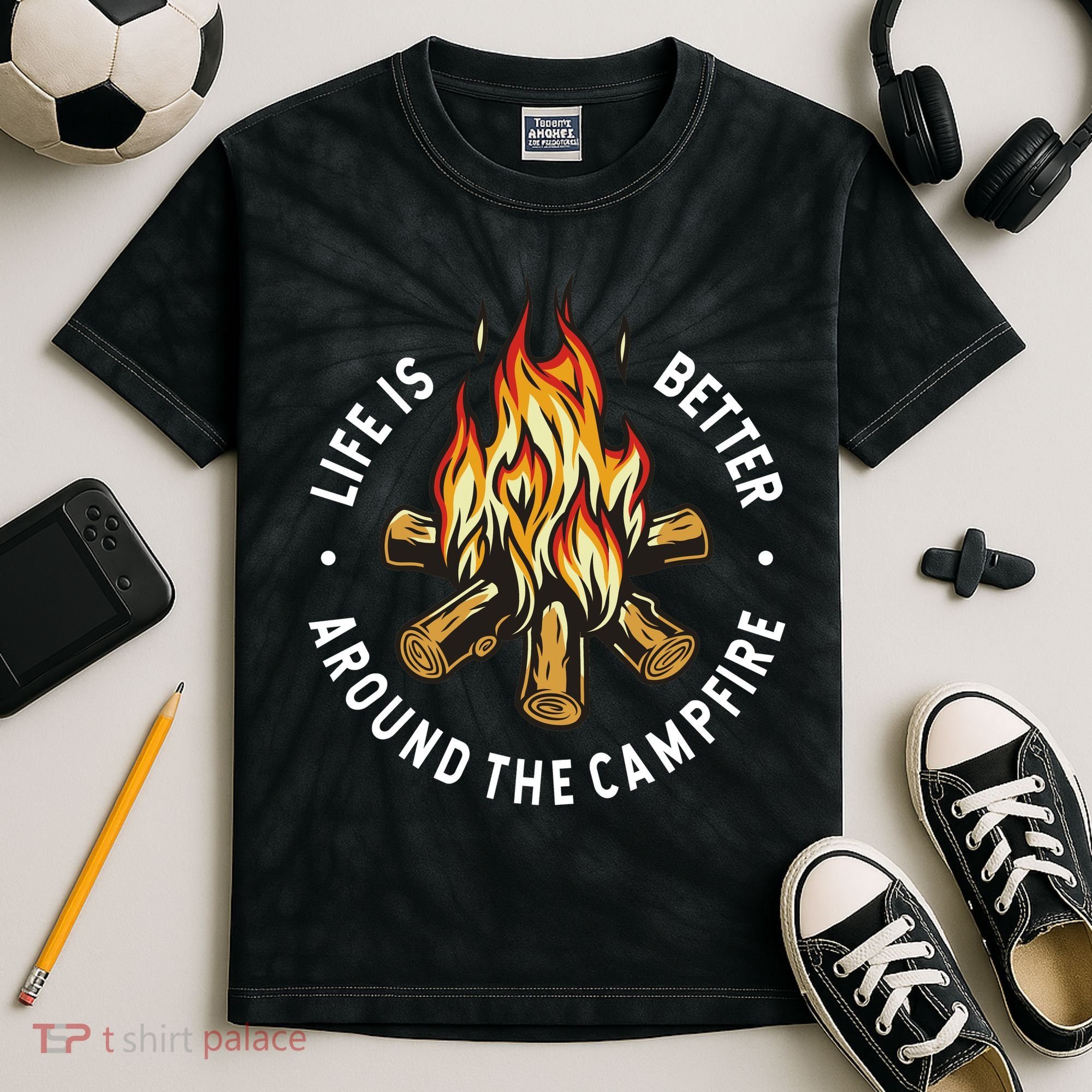 Life Is Better Around The Campfire Kids Tie-Dye T-Shirt