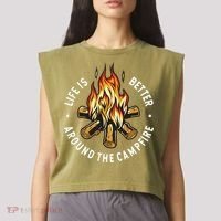 Life Is Better Around The Campfire Garment-Dyed Women's Muscle Tee thumb 2