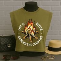 Life Is Better Around The Campfire Garment-Dyed Women's Muscle Tee thumb 3