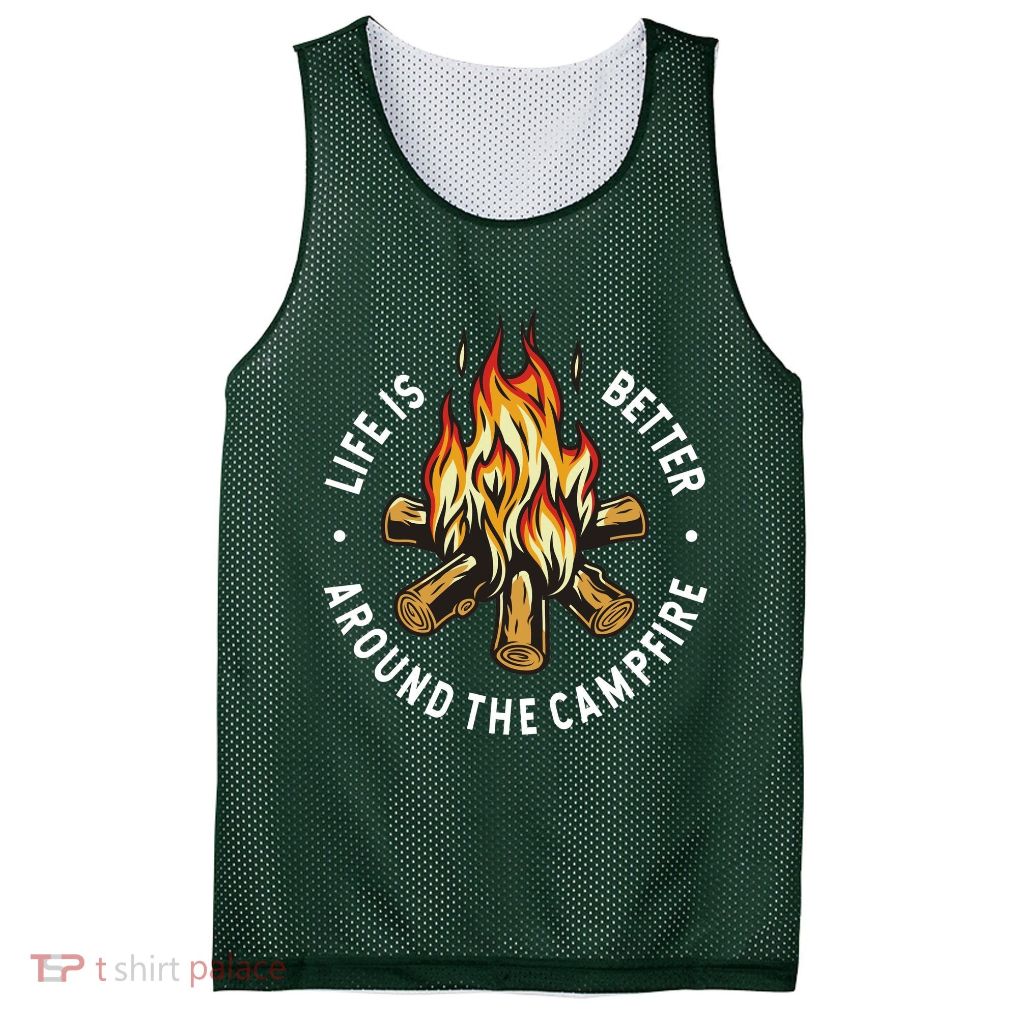 Life Is Better Around The Campfire Mesh Reversible Basketball Jersey Tank