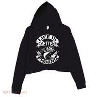 Life Is Better Fishing Crop Fleece Hoodie thumb 0
