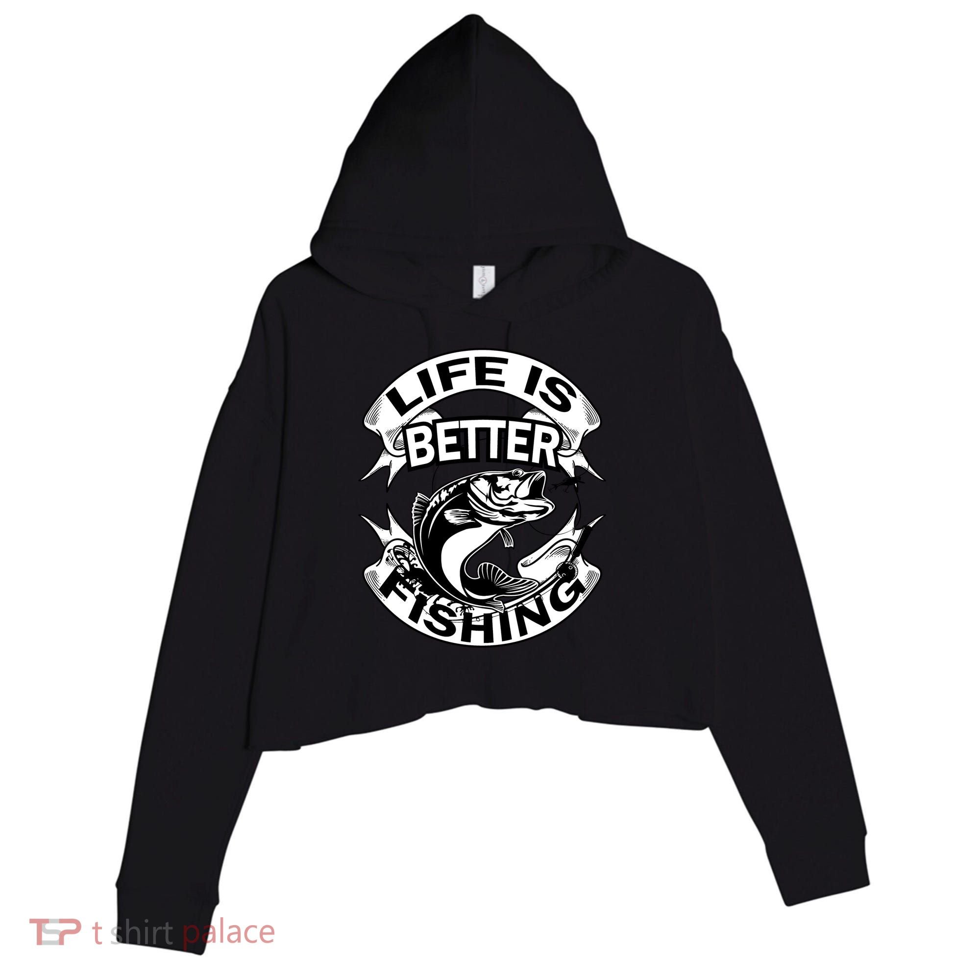 Life Is Better Fishing Crop Fleece Hoodie