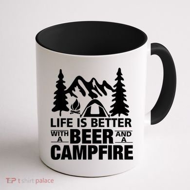 Life Is Better With A Beer And A Campfire Coffee Mug back