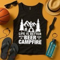 Life Is Better With A Beer And A Campfire Tank Top thumb 4