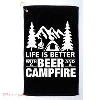 Life Is Better With A Beer And A Campfire Golf Towel thumb 0