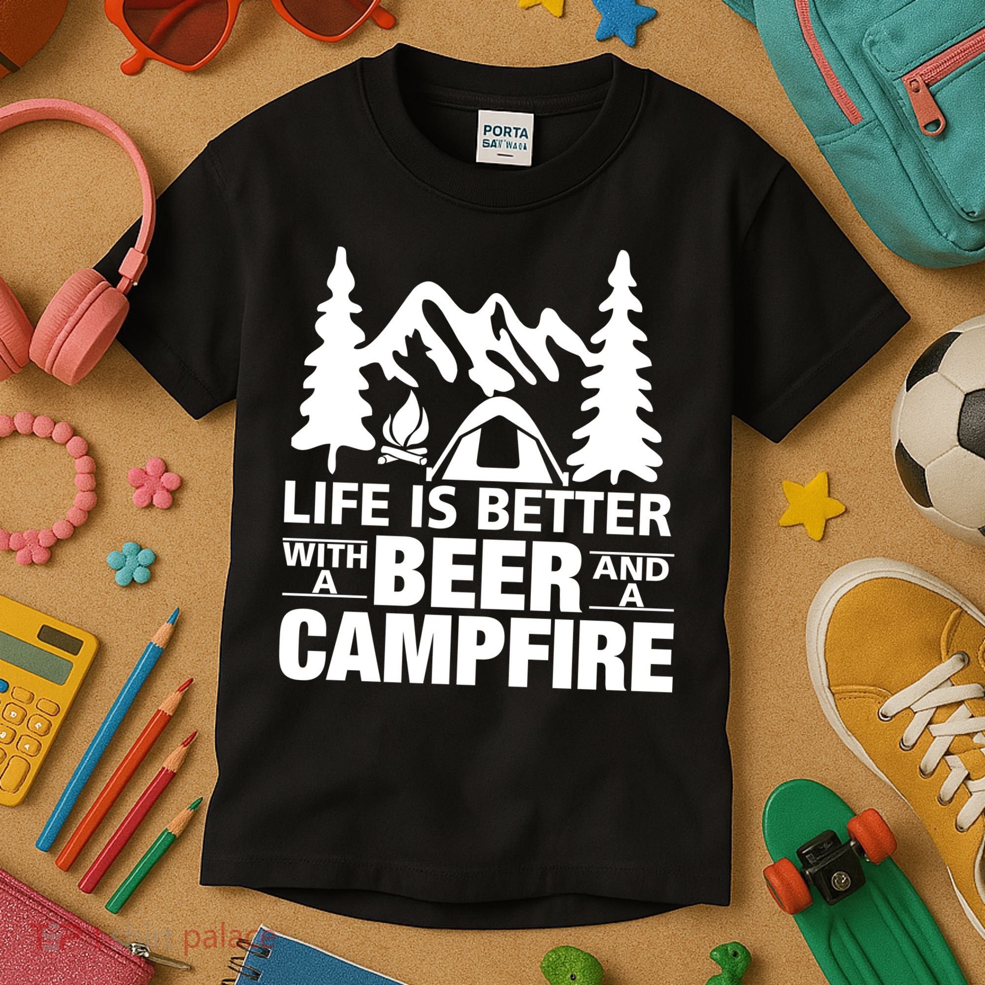 Life Is Better With A Beer And A Campfire Kids T-Shirt