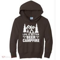 Life Is Better With A Beer And A Campfire Kids Hoodie thumb 0