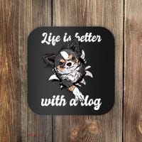 Life Is Better With A Dog Cute Coaster thumb 0