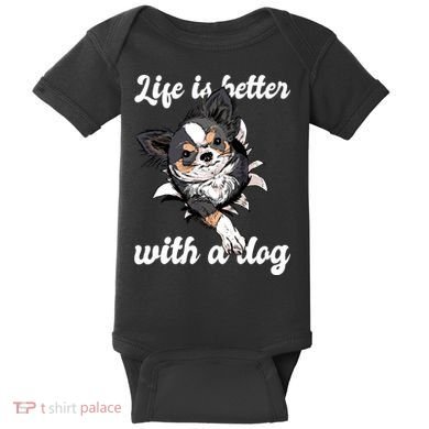 Life Is Better With A Dog Cute Baby Bodysuit