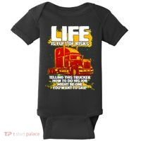 Life Is Full Of Risk Trucker Baby Bodysuit thumb 0