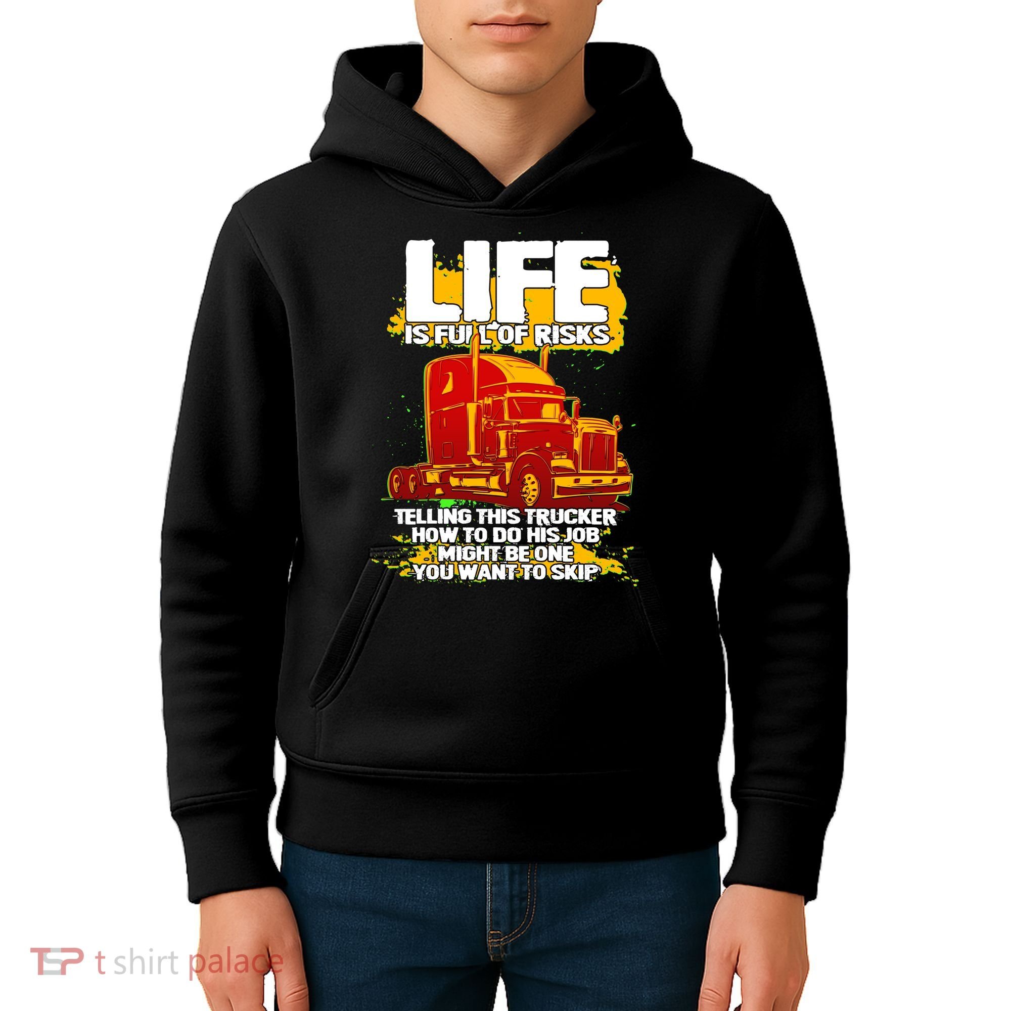 Life Is Full Of Risk Trucker Kids Hoodie
