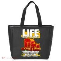 Life Is Full Of Risk Trucker Tote Bag thumb 0