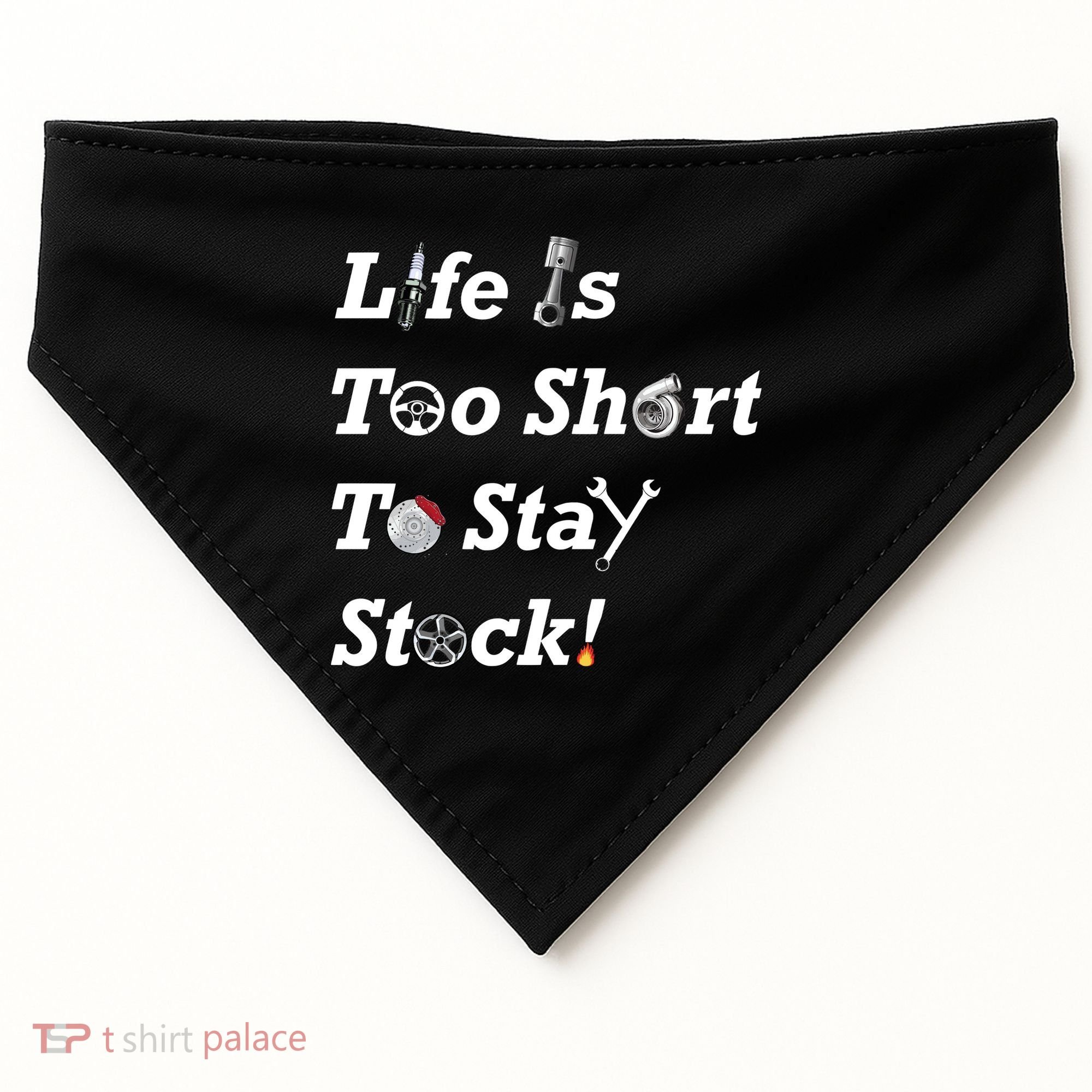 Life Is Too Short To Stay Stock Car Nut USA-Made Doggie Bandana