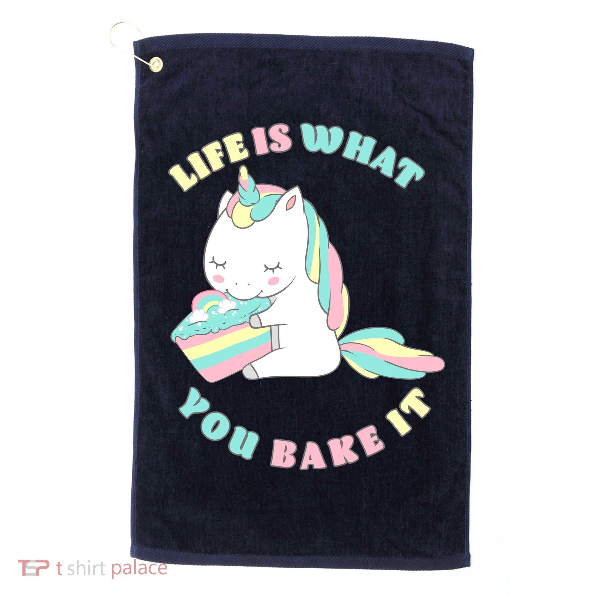 Life Is What You Bake It Unicorn Golf Towel