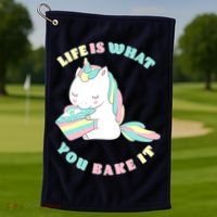 Life Is What You Bake It Unicorn Golf Towel thumb 1