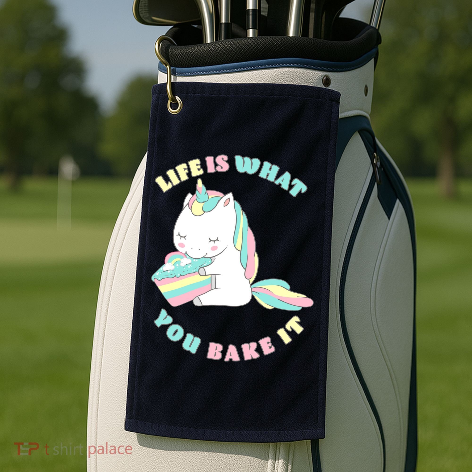 Life Is What You Bake It Unicorn Golf Towel