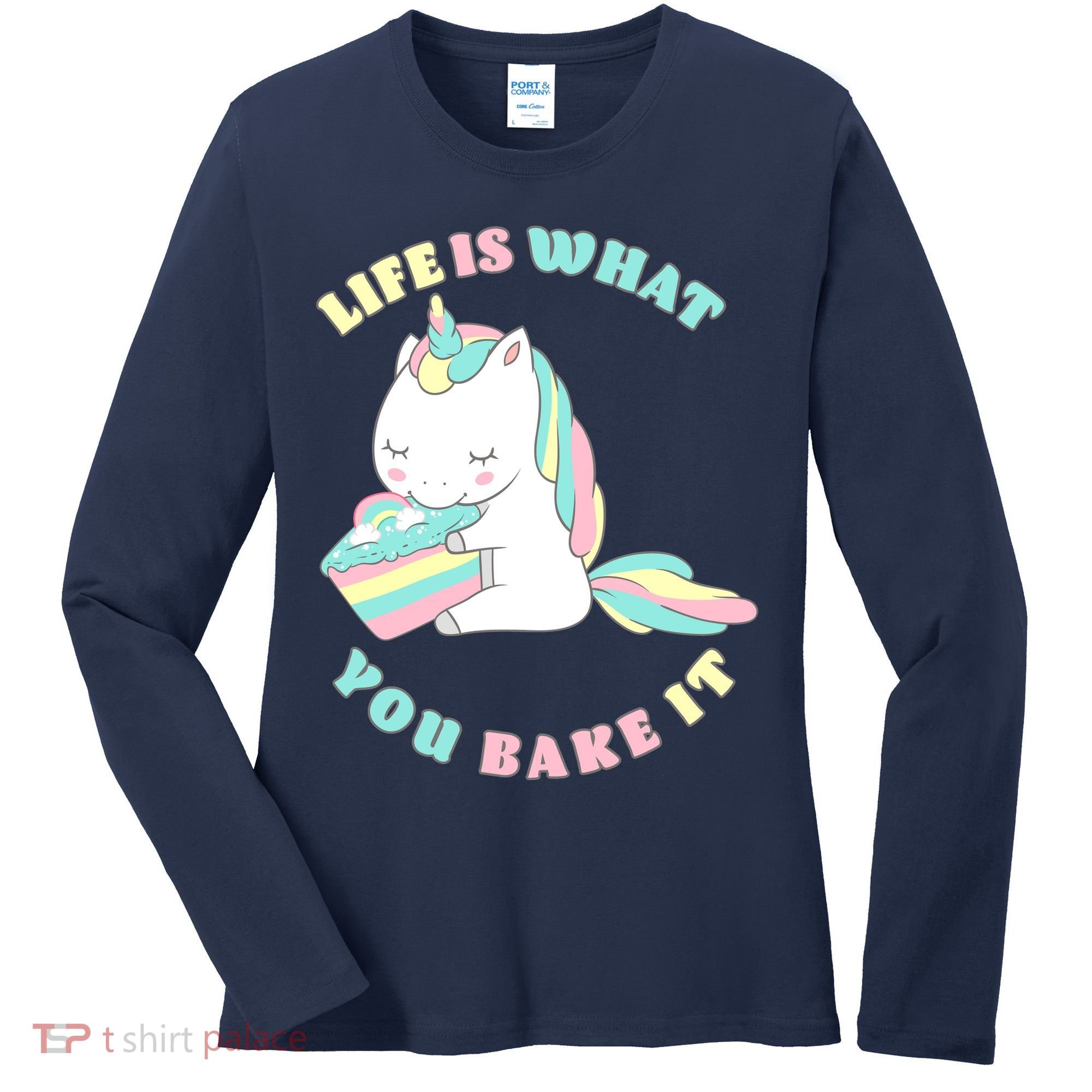 Life Is What You Bake It Unicorn Women's Long Sleeve Shirt
